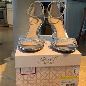 Silver high heel shoes